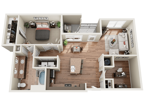 a 3d drawing of a floor plan with a bedroom